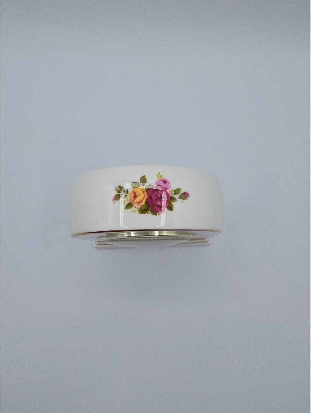 Vintage Howard Miller Floral Ceramic Mantel Clock with Gold Trim